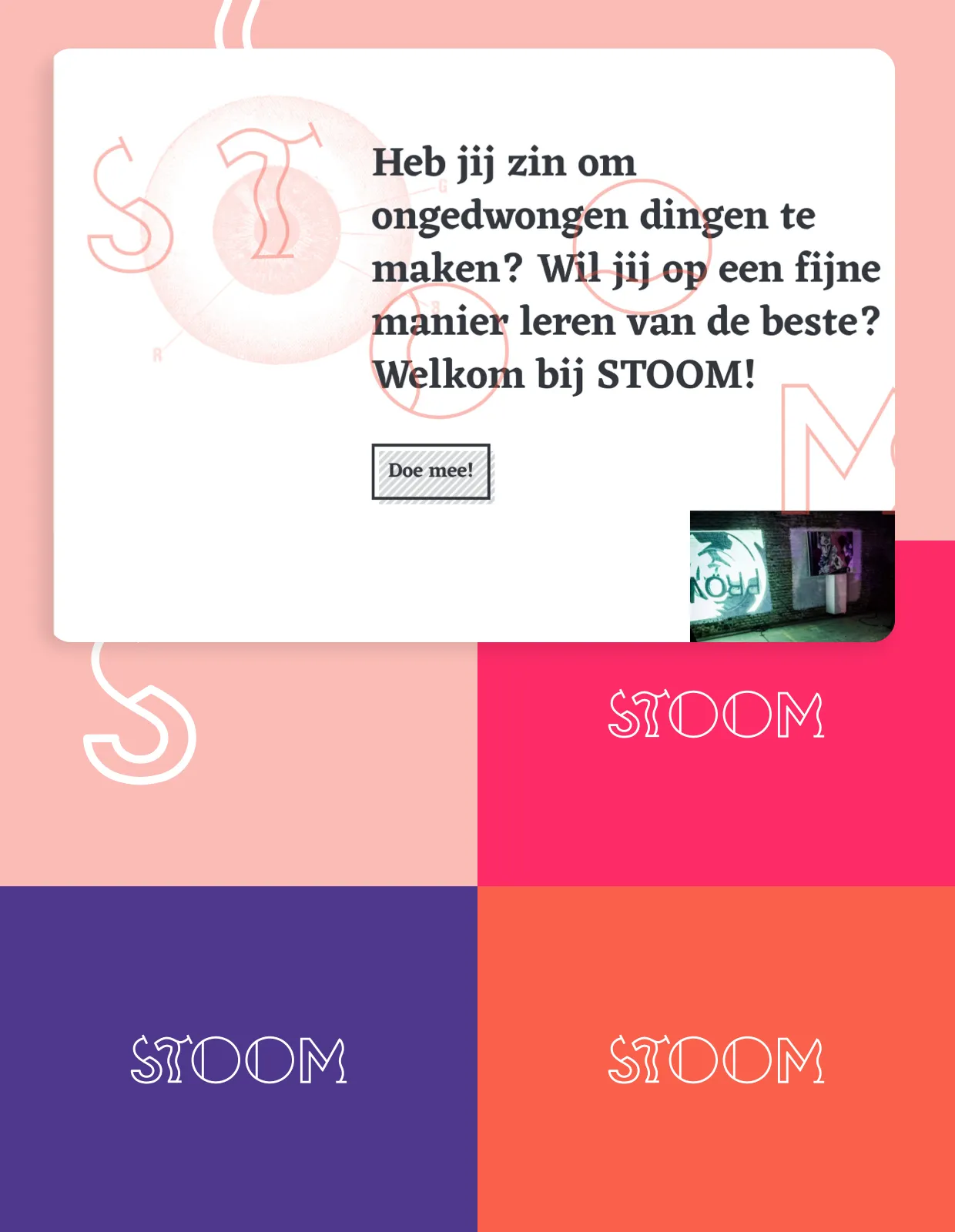 Logo en website screenshot van Stoom