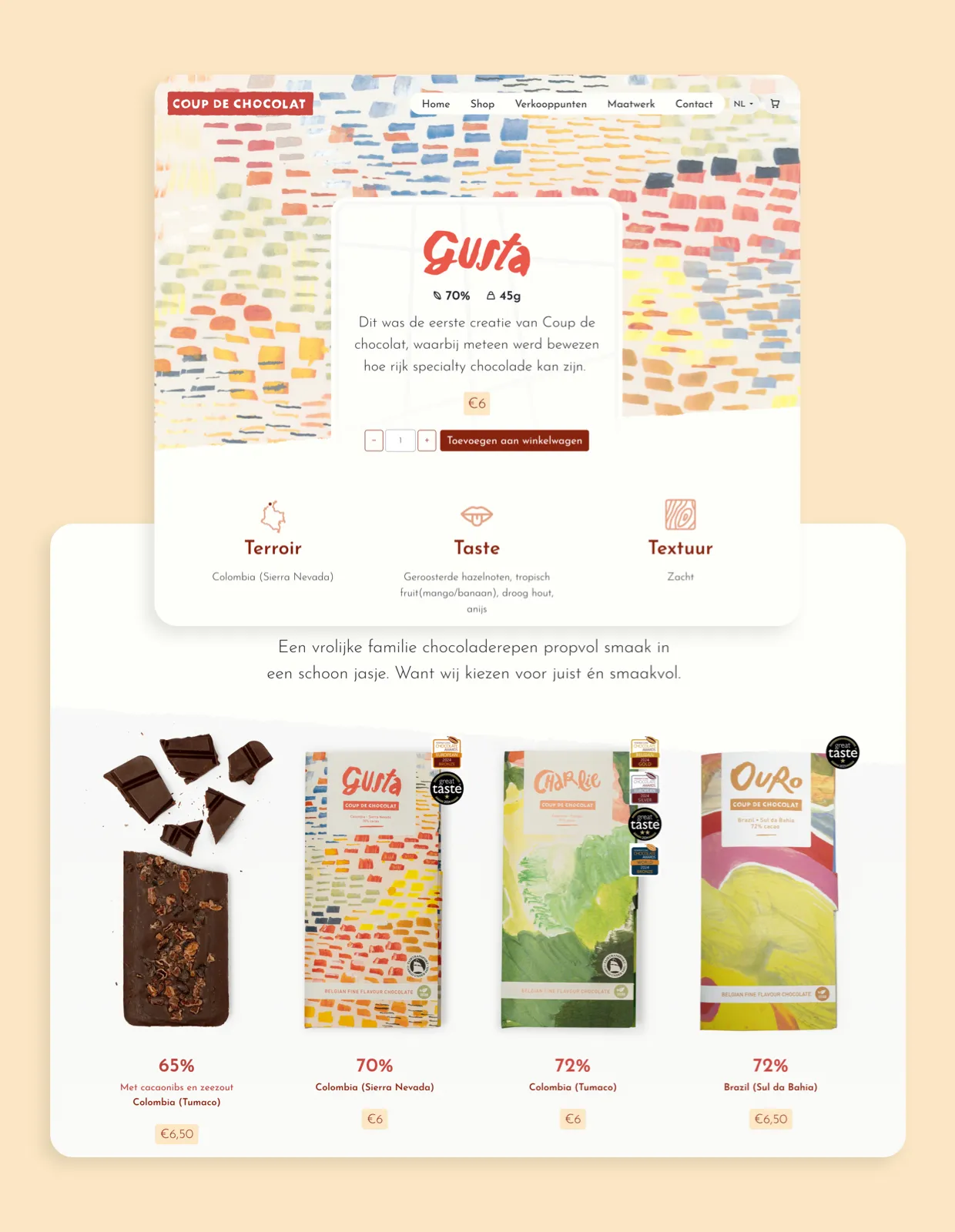 Website screenshot van Coup de Chocolat