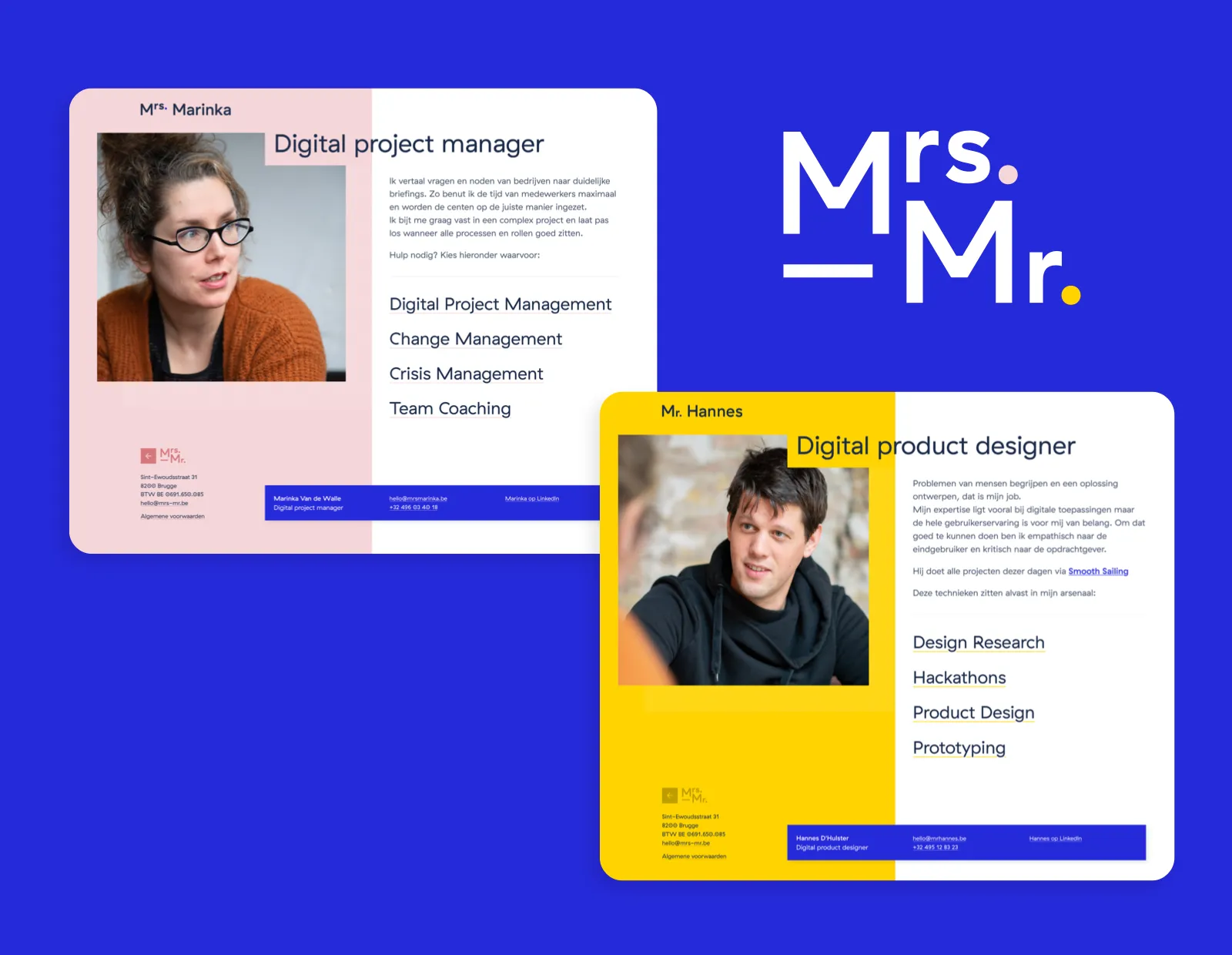 Website screenshot van Mrs. & Mr.